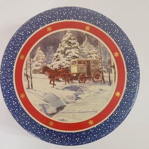 Holiday Cookie Tin Gift Box Baker's Cart with Horse